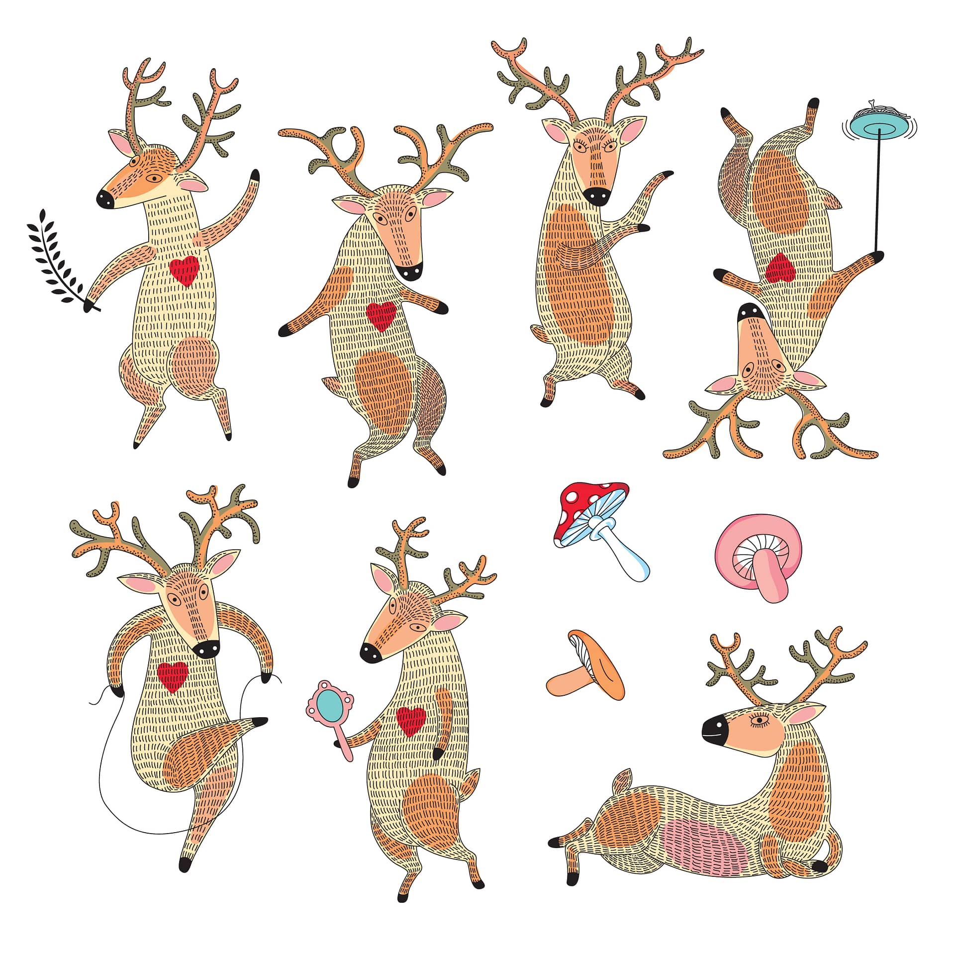 reindeer and mushrooms